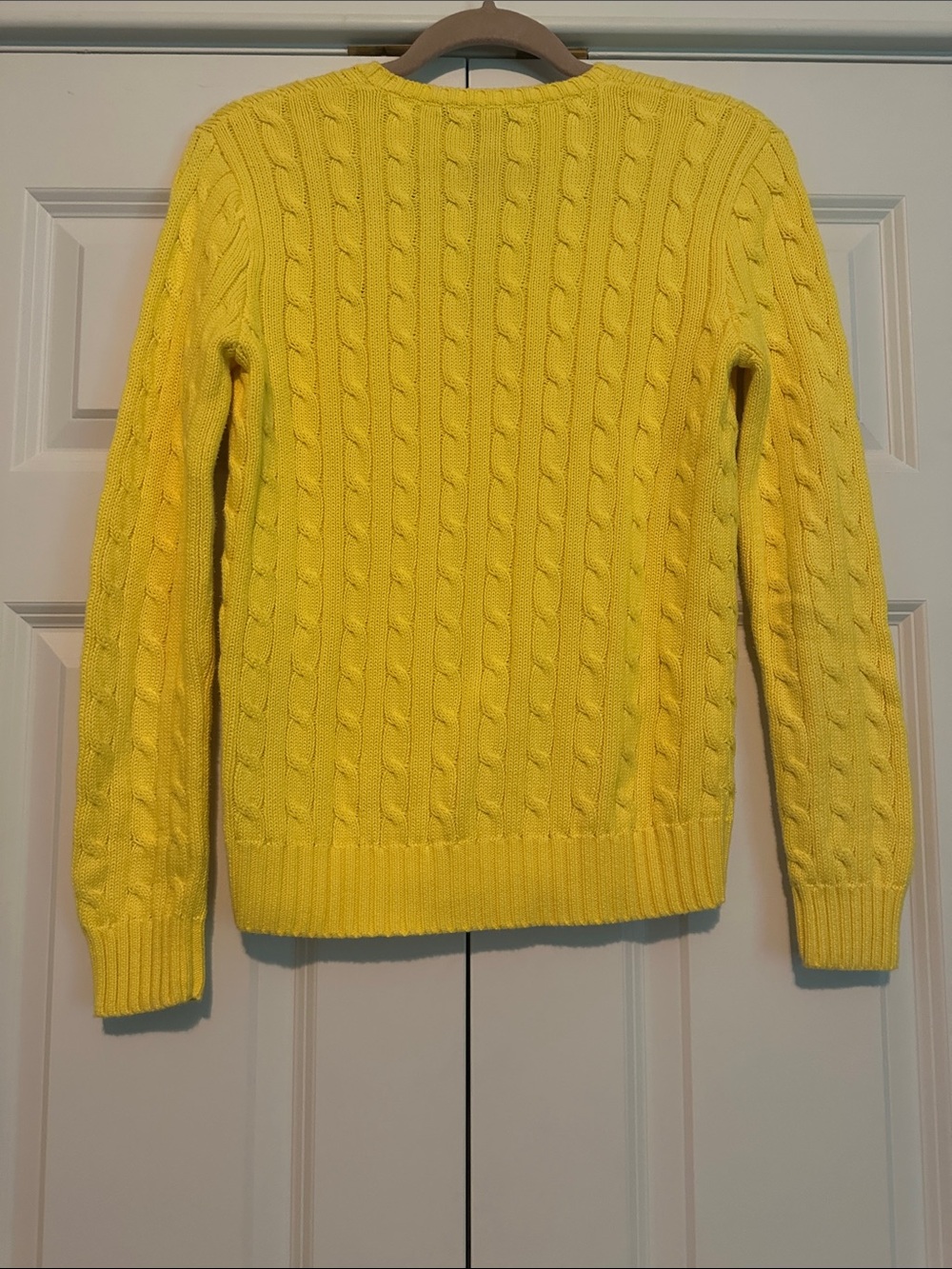 Ralph Lauren Sport vintage yellow Cable knit Cotton Sweater SzM - Picture 4 of 4